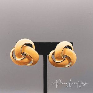 Vintage Tri-Circle Gold Twisted Stud Earrings
